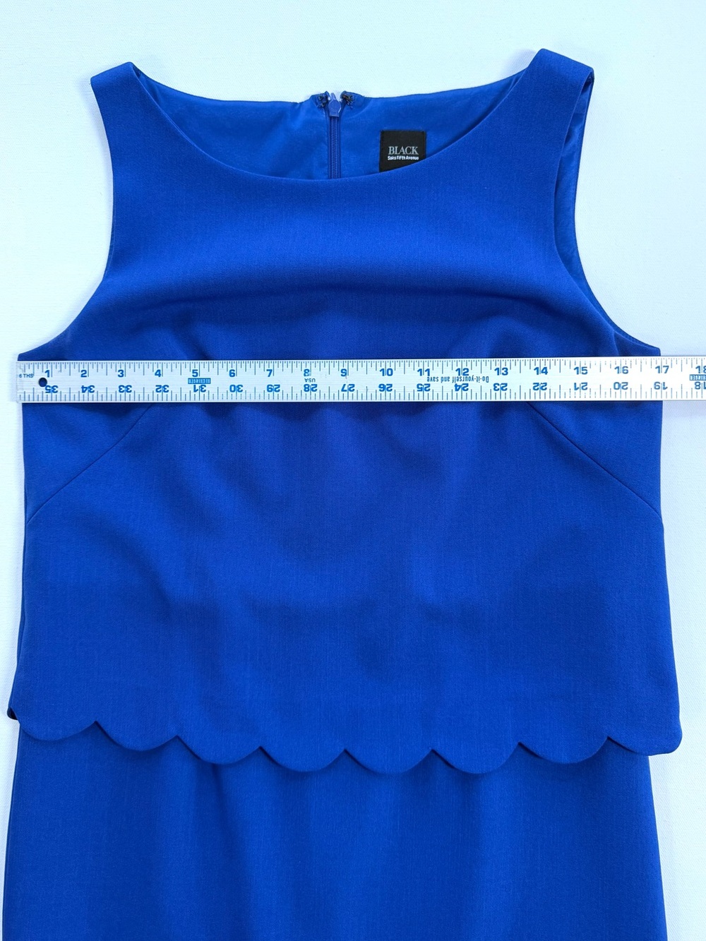Saks Fifth Avenue Black label Royal Blue Scalloped Layer Shift Dress Size 2 - Picture 6 of 14